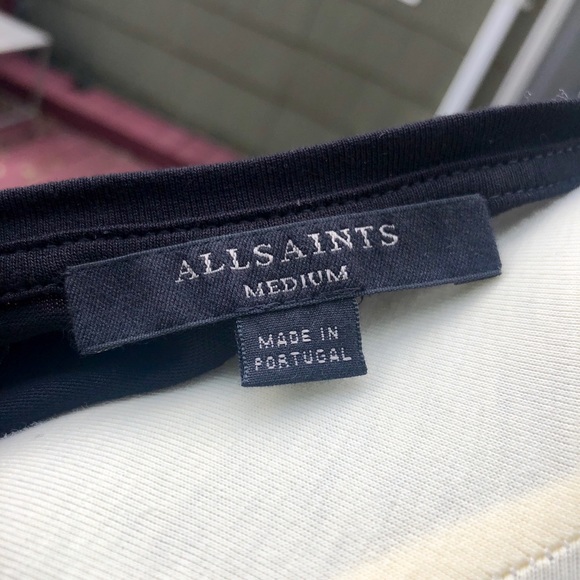 Allsaints Reid Black High/Low Cap Sleeve Top Sz M - Picture 3 of 4
